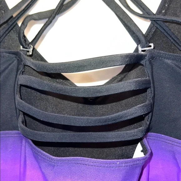 Purple and Black Strappy Swim Top, Plus Size 2X - Picture 4 of 8